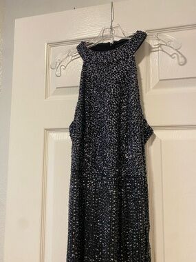 Adrianna Papell Black Sequin Maxi Dress